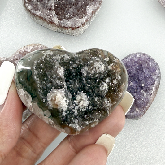 green rainbow amethyst heart