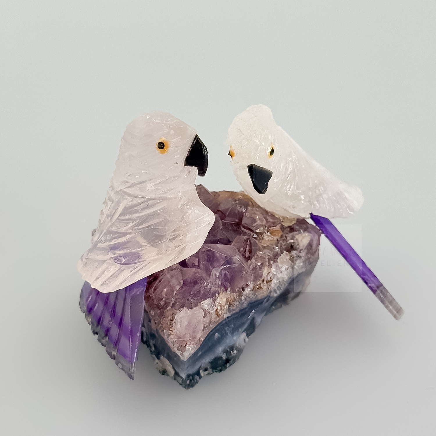 amethyst and pink calcite for calm, relaxation and ease