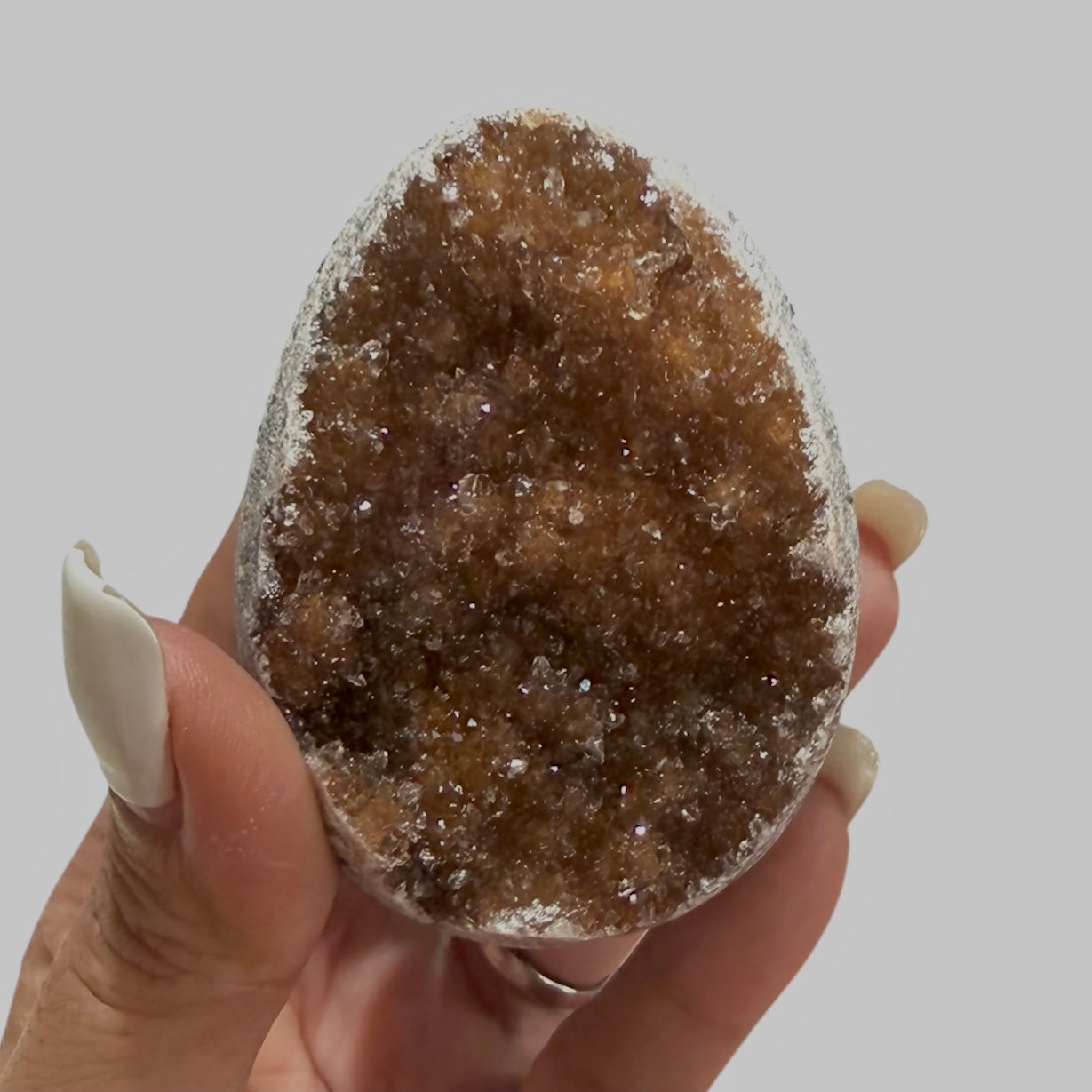 warm amber rainbow amethyst egg