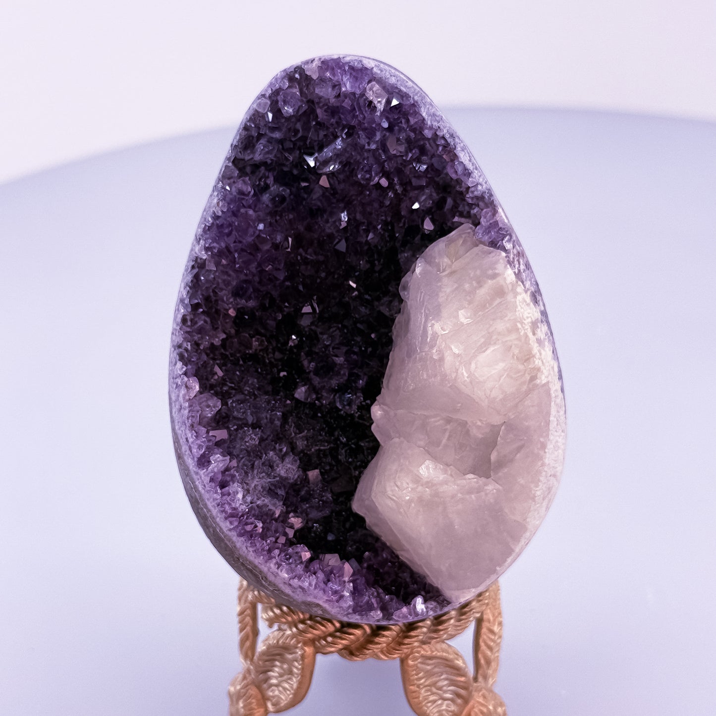 Deep Violet Amethyst Egg with Calcite