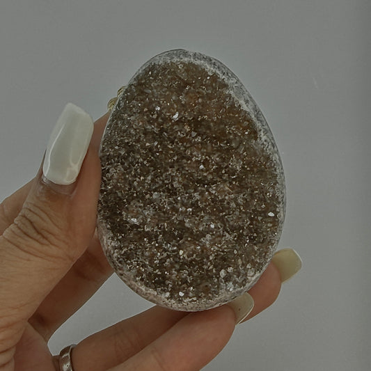 olive taupe rainbow amethyst egg