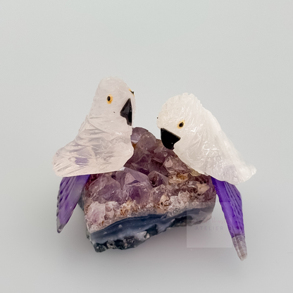Amethyst x Calcite Bird Carving