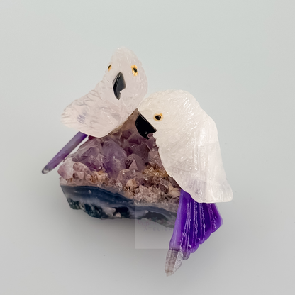Amethyst x Calcite Bird Carving