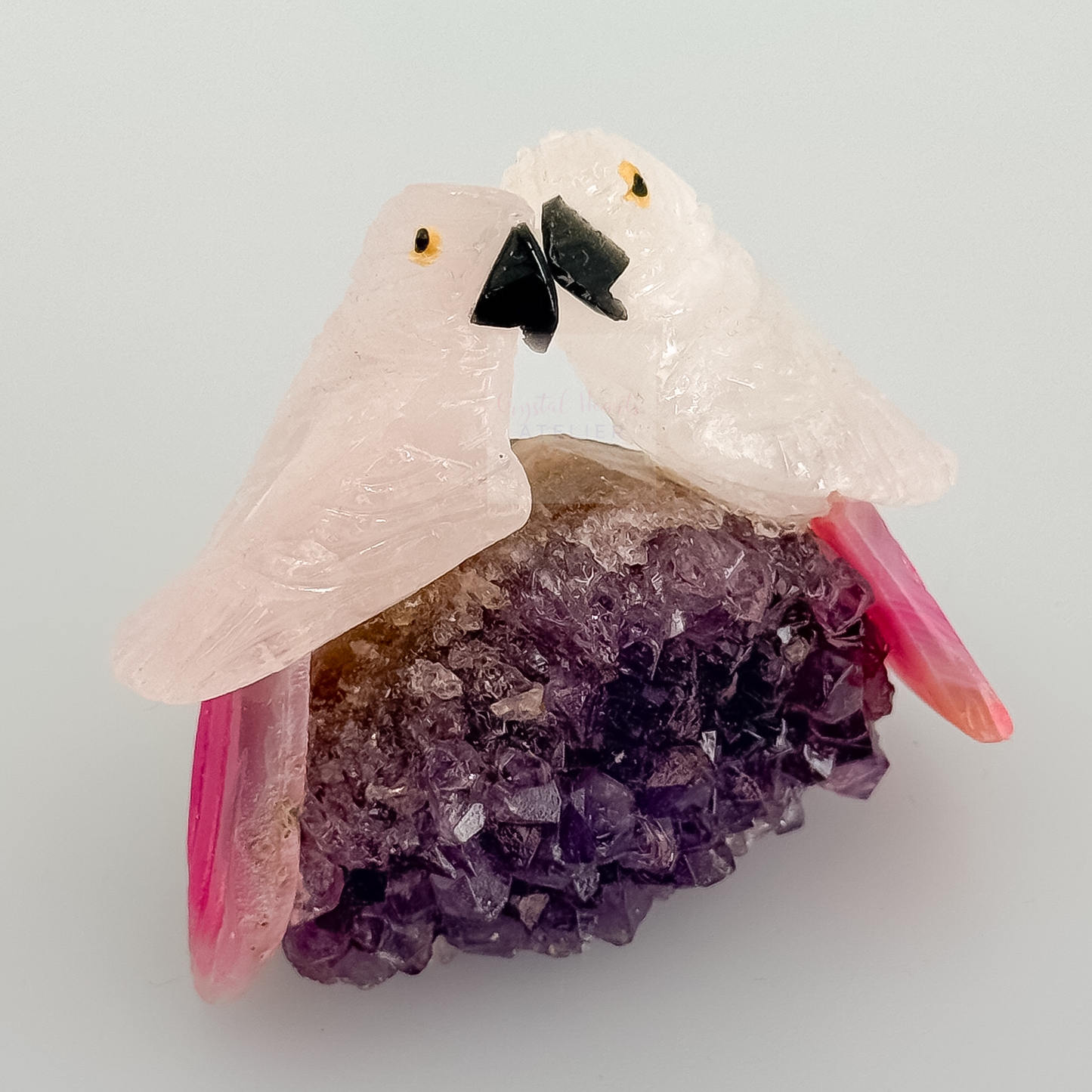 Amethyst x Calcite Bird Carving