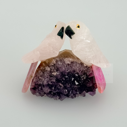 Amethyst x Calcite Bird Carving