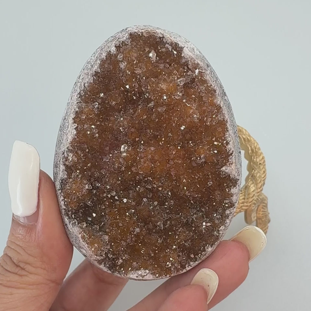warm amber rainbow amethyst egg