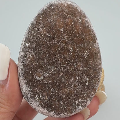 olive taupe rainbow amethyst egg