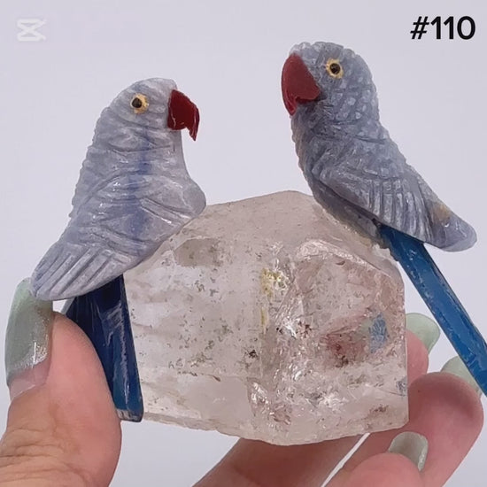 Bird Carving - Mixed material (Amethyst, Calcite)