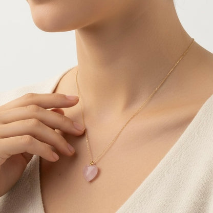 rose quartz necklace 18K gold filled