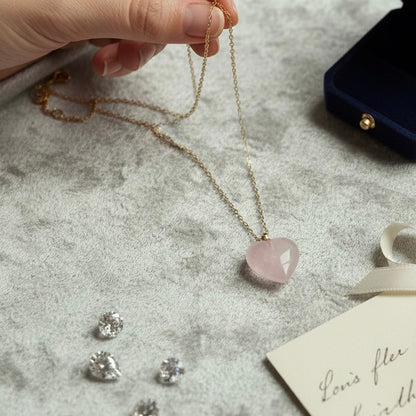 rose quartz necklace 18K gold filled