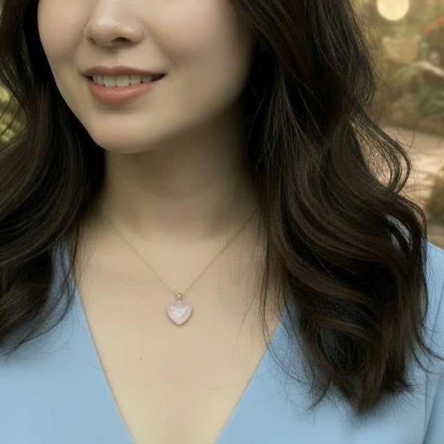 rose quartz necklace 18K gold filled