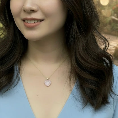 rose quartz necklace 18K gold filled